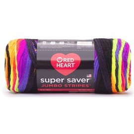 Red Heart Super Saver Jumbo Bright Stripe Yarn - 1 Pack of 283g/14oz - Acrylic - 4 Medium (Worsted) - 482 Yards - Knitting/Crochet