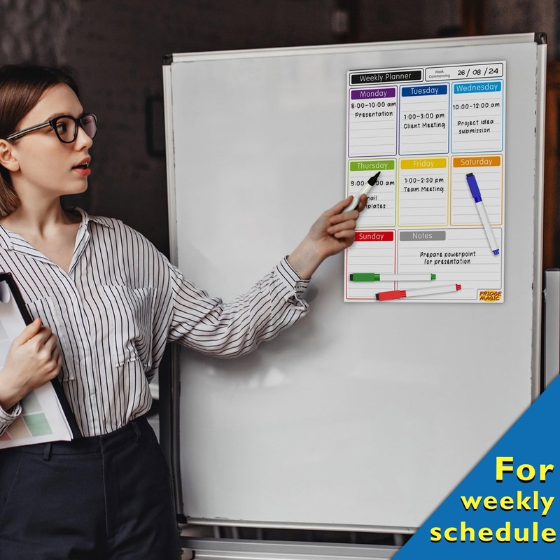 Magnetic Whiteboard for Fridge: Multi-Functional Portrait Weekly Planner, Meal Planner,