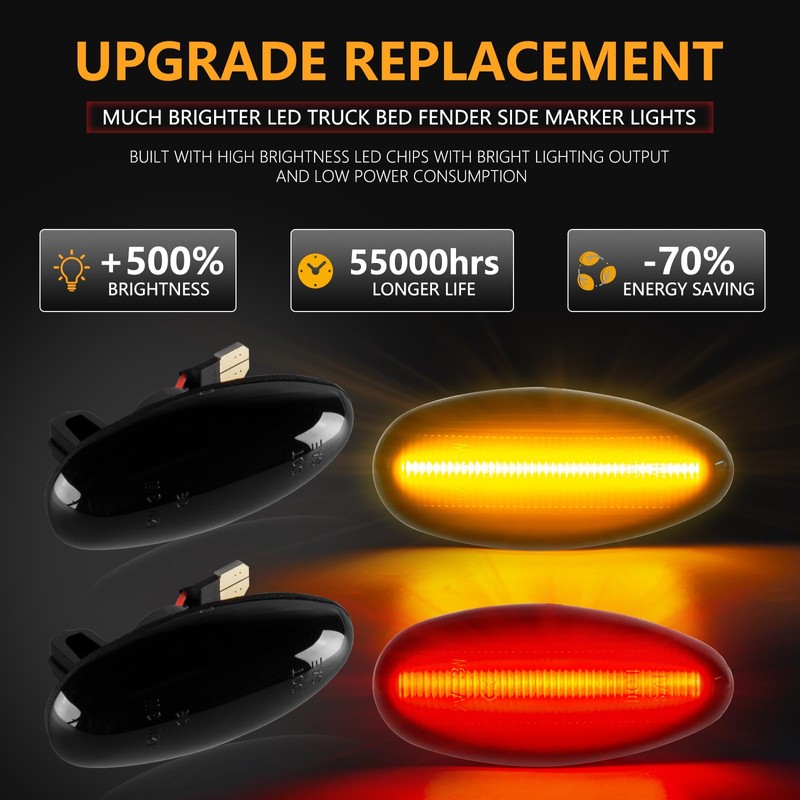 Gempro LED Dually Fender Side Marker Lights for 2001-2014 Chevy