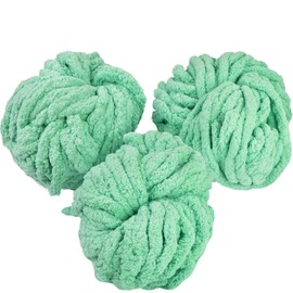 iDIY Chunky Yarn 3 Pack Skeins (72 Yards) -Mint Green- Fluffy Chenille Yarn Perfect for Soft Throw and Baby Blankets, Arm Knitting, and DIY Crafts and Projects! Chrochet #20 or 25 Homemade Gift