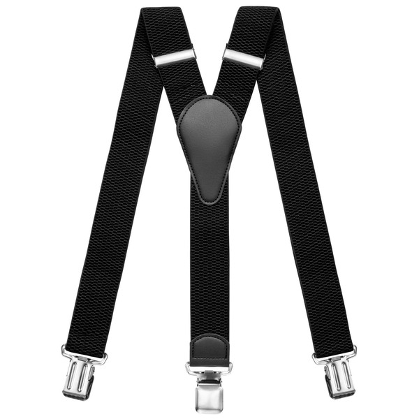 Sencillo Men's Braces with Strong Clips Y Shape, 1 black