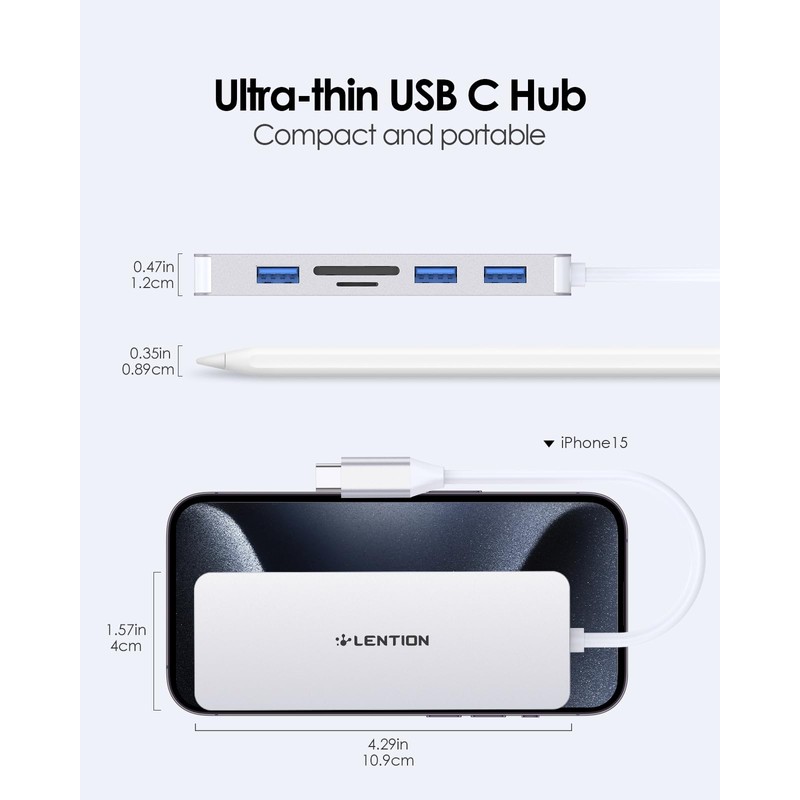 LENTION USB C Hub with 4K HDMI, 3 USB 3.0,