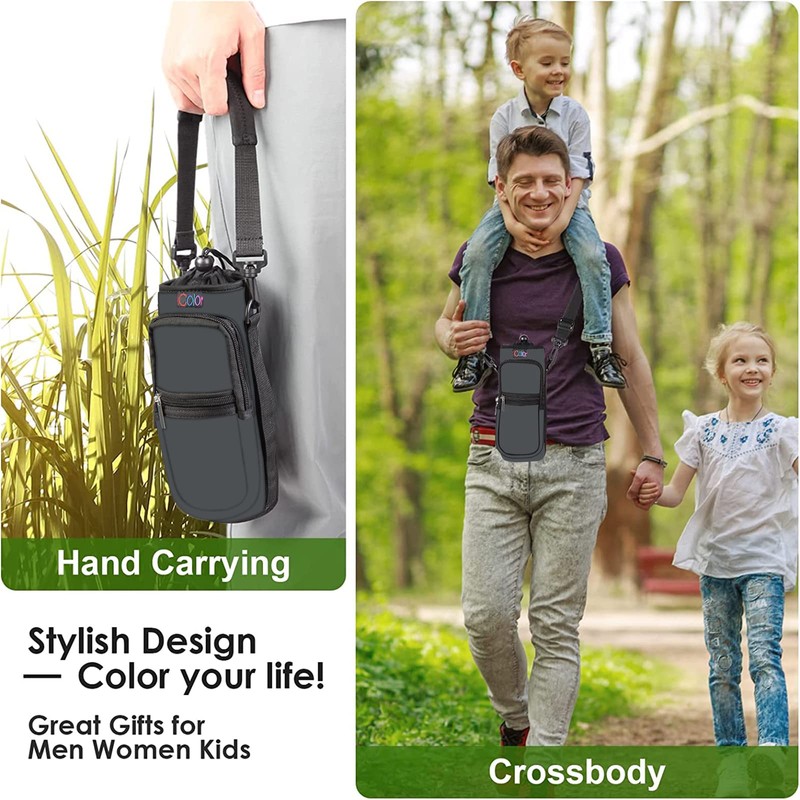 icolor Water Bottle Carrier Bag Holder 25/32/40/64oz,Adjustable Shoulder & Handle