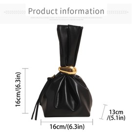 Farcauo Black Wristlet Purse for Women Lightweight PU Leather Small Handbag Wristlet Pouch and Tote Bag for Daily Use