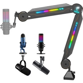 TONOR RGB Boom Arm, TONOR Adjustable Mic Stand with RGB Light for HyperX QuadCast/Blue Yeti/Rode NT1, Rotatable Suspension Boom Scissor Stand for Gaming Streaming Podcasting YouTube Recording T90