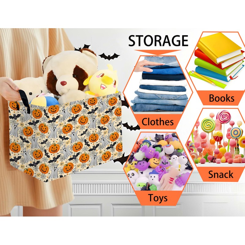 BOOHIT Large Woodland Baby Toy Basket Collapsible Kids Storage Bin