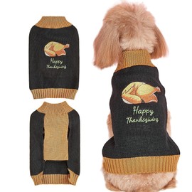 NACOCO Dog Thanksgiving Turkey Sweater - Pet Warm Knitwear Sweater Funny Thanksgiving Turkey Pattern Winter Pet Clothes for Small Dogs(Brown, S)