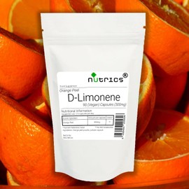 Nutrics® D Limonene 300mg 90 V Capsules (1 Month Supply) - Natural Citrus Extract for Digestive Health - Suitable for Vegan Vegetarian Halal Kosher