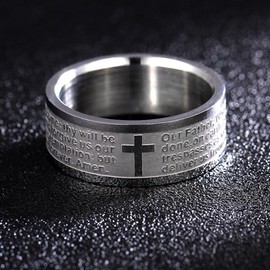 ZENSE - Men's ring with Our Father prayer Latin cross ZR0152