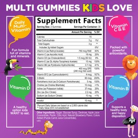 Multivitamin for Kids - Complete Daily Children's Multi Vitamin Gummies with Vitamin D, B Vitamins, Zinc & More - Energy, Memory Focus & Immune Health Support - Natural Berry Flavor Chew - 60 Gummies