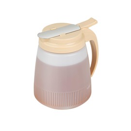 Restaurantware - RW Base 32 Ounce All Purpose Syrup Dispenser, 1 Honey Dispenser - Beige Top, Stainless Steel Slide Cover, Plastic Pancake Syrup Dispenser, Perfect for Diners, Restaurants, Home