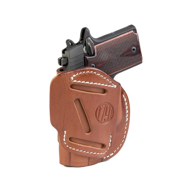 1791 GUNLEATHER 4-Way SIG Holster - OWB and IWB CCW Holster - Right Handed Leather Gun Holster - Fits Sig Sauer P365 Sig P238 and Ruger LCP 380 - Classic Brown