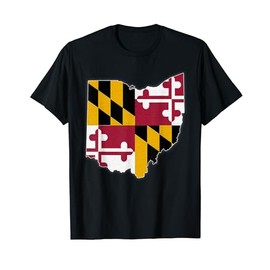 OHIO STATE MAP MARYLAND MD Flag Roots Men Women Gift T-Shirt