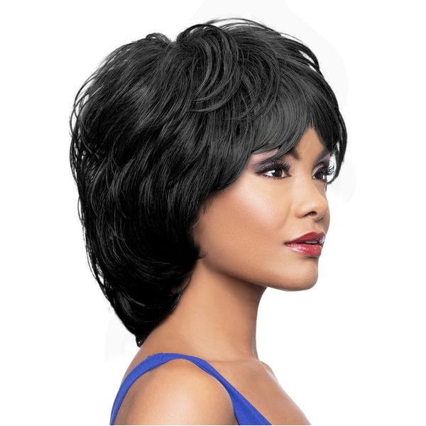 Kimberly Wig Color 1 Black - Foxy Silver Wigs Shoulder