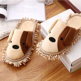 Yardwe 1 Pair Mop Slippers Floor Cleaning Slippers Washable Reusable Floor Polishing Dust Shoe Slippers