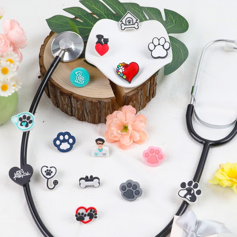 Cute Cat Dog Paws Stethoscope Charms for Nurses Veterinary
