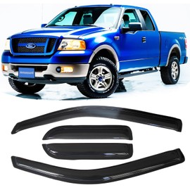 Side Window Visors Rain Guards for 2004-2014 Ford F150 SuperCab/Extended Cab, Vent Window Deflectors Sun Shade Smoke Tinted Car Accessories 4-Piece