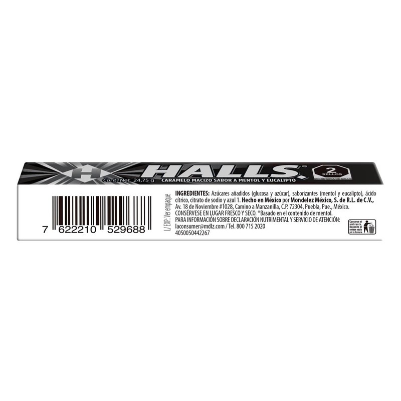 Halls Caramelo macizo XtraStrong sabor Menta y Eucalipto, caja con