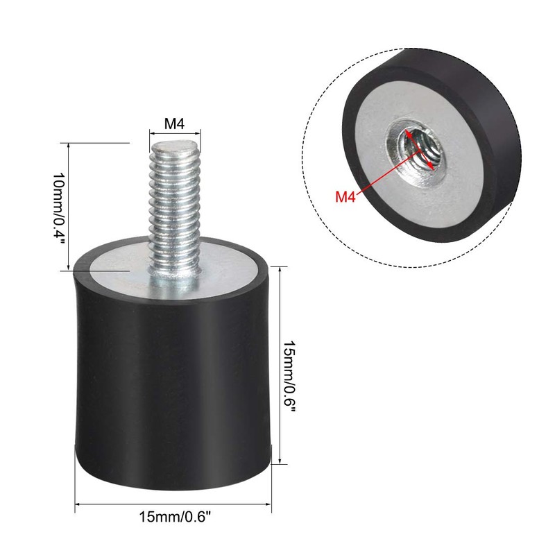 sourcing map M4 Male Socket Rubber Mounts Vibration Insulators Shock