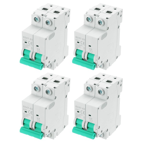 MECCANIXITY 4Pcs Miniature Circuit Breaker 2P 32A AC 110V DZ47-63