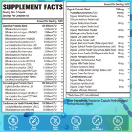 Probiotics for Women & Men - 300 Billion CFU, 24 Strains Probiotics + 15 Organic Herbs Prebiotics for Digestive, Gut Health, Immune, Constipation, Diarrhea & Whole-Body Health - 4 Months Supply