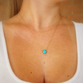 Aneneiceera Turquoise Drop Necklace Choker Gold Floating Turquoise Pendant Chain Boho Charm Chain Wedding Jewellery