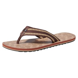 COACH womens Signature Webbing Flip-flop, Tan Signature, 5 UK