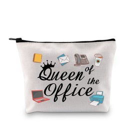 GJTIM School Secretary Gift Secretary Thank You Zipper Pouch Gift Queen of Office Travel Makeup Bag Gift for Coworkers (Office Queen Bag)