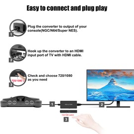 Musou N64 to HDMI Converter,HDMI Cable for N64 Gamecube Adapter Compatible N64/ Game Cube/SNES/SFC,Plug and Play