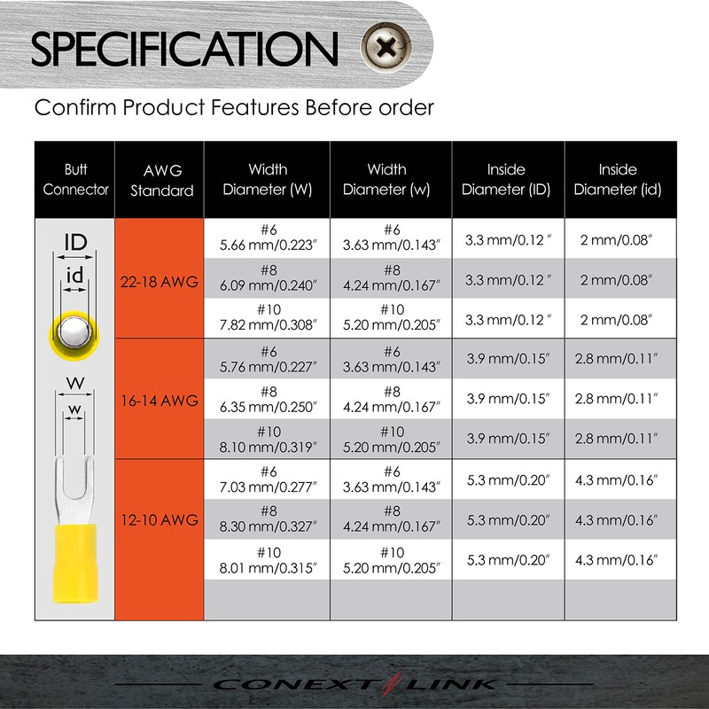 Conext Link STV-6R100 Vinyl Spade Terminal 100 Pack (#6 Stud,