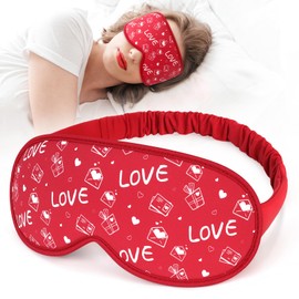 NPET Valentines Women Sleep Eye Mask, Valentines Love Red Heart Gifts Eye Mask for Women 3D Sleep Mask Countoured Cup Luxury Valentiens Holiday Gifts Idea Home Office Outdoor, Travel, Nap, Red