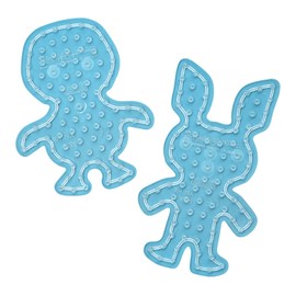 Hama Perlen 8267 Pin Plates Set of 2 for Maxi Iron-On Beads with Diameter 10 mm, Penguin and Rabbit Motifs in Transparent, Creative Craft Fun for Young and Old