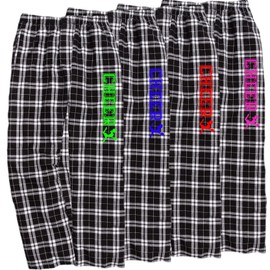 JANT girl Cheer Black White Lounge Flannel Pant with Pockets (Neon Pink, YS)