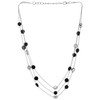 COOLSTEELANDBEYOND Black and Silver Beaded Necklace, Multi-Strand Chain with Faceted