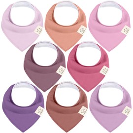 8-Pack Organic Baby Bandana Drool Bibs for Girls - Super Absorbent Baby Bibs for Baby Girls, Baby Boys, Soft Cotton Bandana Bibs, Baby Drool Bib, Teething Bibs for Infant, Toddler, Bib Girl (Lilac)