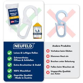 NEUFELD® 120 clip-on hooks with 10 mm eyelet, curtain hooks for rings, folding hooks for curtain rings, curtain hooks, curtain clips, curtain hooks