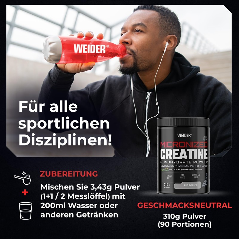 Weider Micronized Creatine Monohydrate Powder (310 g) Tasteless