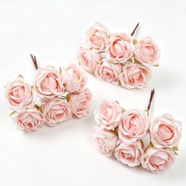 18 Pcs Light Pink Roses Leafless Stems Wedding Bouquet Centerpiece Decor