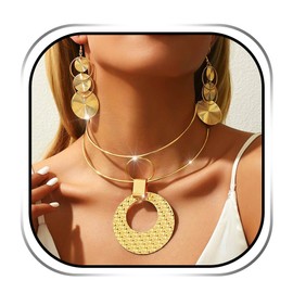 Zehope Gold African Choker Jewelry Necklace Set Africa Pendant Necklaces Earring Sets for Women