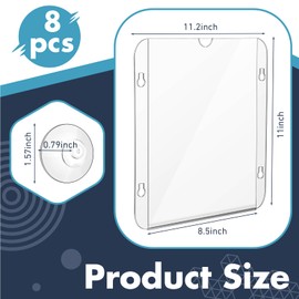 8 Pack Acrylic Window Sign Holder 8.5 x 11 Inch with 4 Suction Cups Clear Acrylic Frames for Glass Door Window Wall Mount Sign Holder for Home Office Mall Promotion Restaurant Menus Advertise