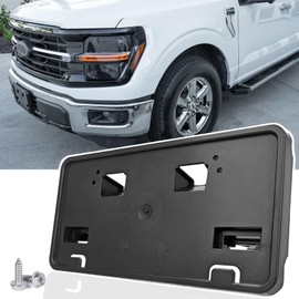 Front License Plate Frame for 2024 2025 2026 Ford F150 5.0L Models Without Tremor Package Immersion Heater & Bumper Trim Front Bumper License Plate Holder Mounting Bracket Replace# RL3Z17A385AA