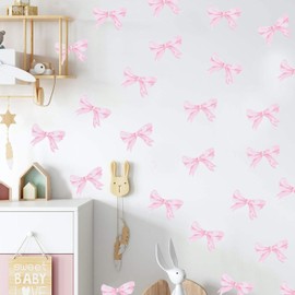 WAUAO Bow Wall Decal Decor - Nursery Wall Art, Baby Shower Decor, Vintage Style, Pink 1