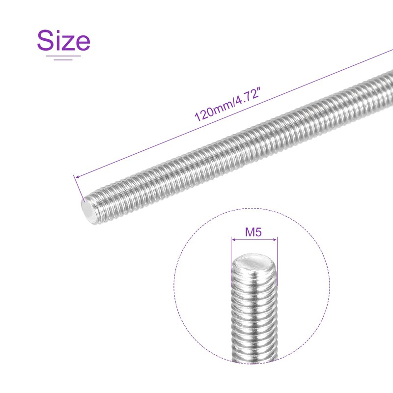 DMiotech 10pcs M5x120mm Full Thread Rod 304 Stainless Steel Right