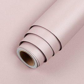 LaCheery Champagne Pink Wallpaper Peel and Stick Light Pink Contact Paper Textured Solid Pink Wallpaper for Bedroom Removable Renter Friendly Wallpaper for Girls Room Self-Adhesive Wallpaper 15.8"x80"