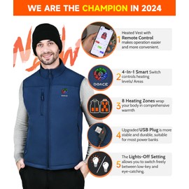 DOACE AI Heated Vest APP Control with Battery Pack for Men and Women, Electric heated Jacket for Cycling Hiking Skiing