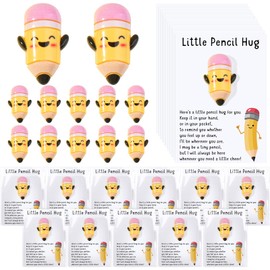 XunYee 30 Sets Pocket Hug Bulk End of Year Gifts Mini Resin Positive Pocket Hug Emotional Support Cards with Bags Appreciation Gifts for Employee Staff Coworkers Graduation Party Favors (Pencil)