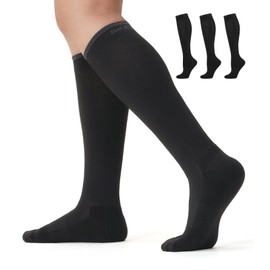 Breslatte Compression Socks for Women Men 15-20 mmhg Cushion Circulation Socks Knee High Breathable Mesh Sport Travel 3pairblack S/M