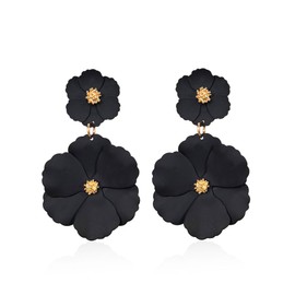 TOFBS Earrings Women Girls Flower Drop Long Matte Metal Earrings Boho Vintage Petal Fashion Jewellery Gifts Accessories, ✰