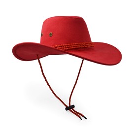 UltraKey Cowboy Hat, Sun Hat Faux Felt Leather Suede Travel Cap Western Hat Outdoor Sun Protect Red