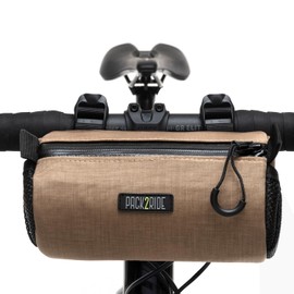 PACK2RIDE Perfecda Bicycle Handlebar Bag & Bicycle Bag for Daily Use, Waterproof, Durable Cordura Fabric - Storage, Handlebar Bag for Roads, Gravel Riding (Brown)
